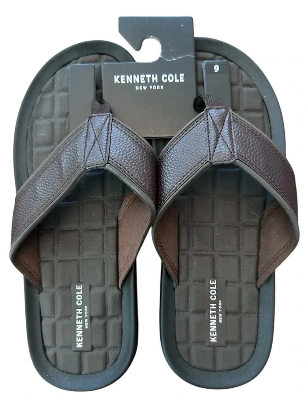 Kenneth Cole Men Quattro Sandal C Upper Easy Flip Flops Sandals Dark Brown NEW